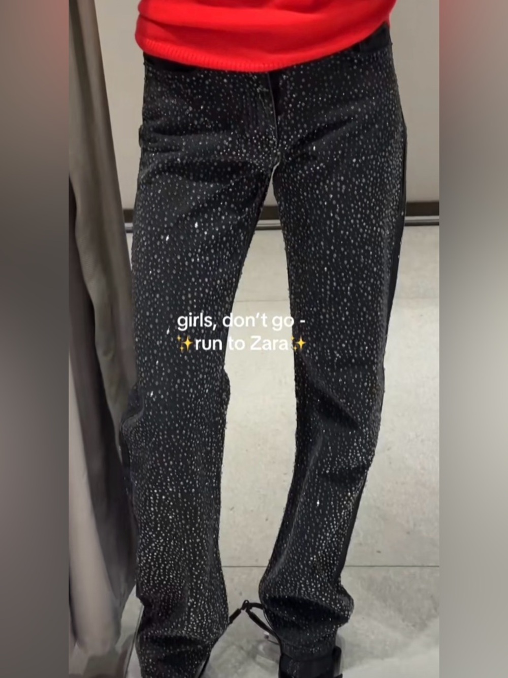 Zara Black Embellished mid rise fit